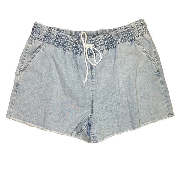 NWT Forever 21 Plus Size Light Denim Drawstring 100% Cotton Jean Shorts Size 16 - Picture 4 of 8